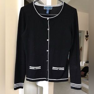🆕🔥KAREN SCOTT GORGEOUS BLACK&WHITE STRIPED SWEATER LIGHTWEIGHT NWOT